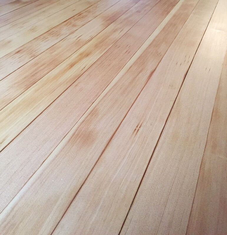 Fir flooring after sanding