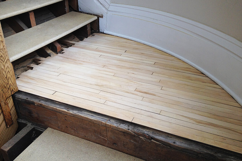 Sanding stair tread